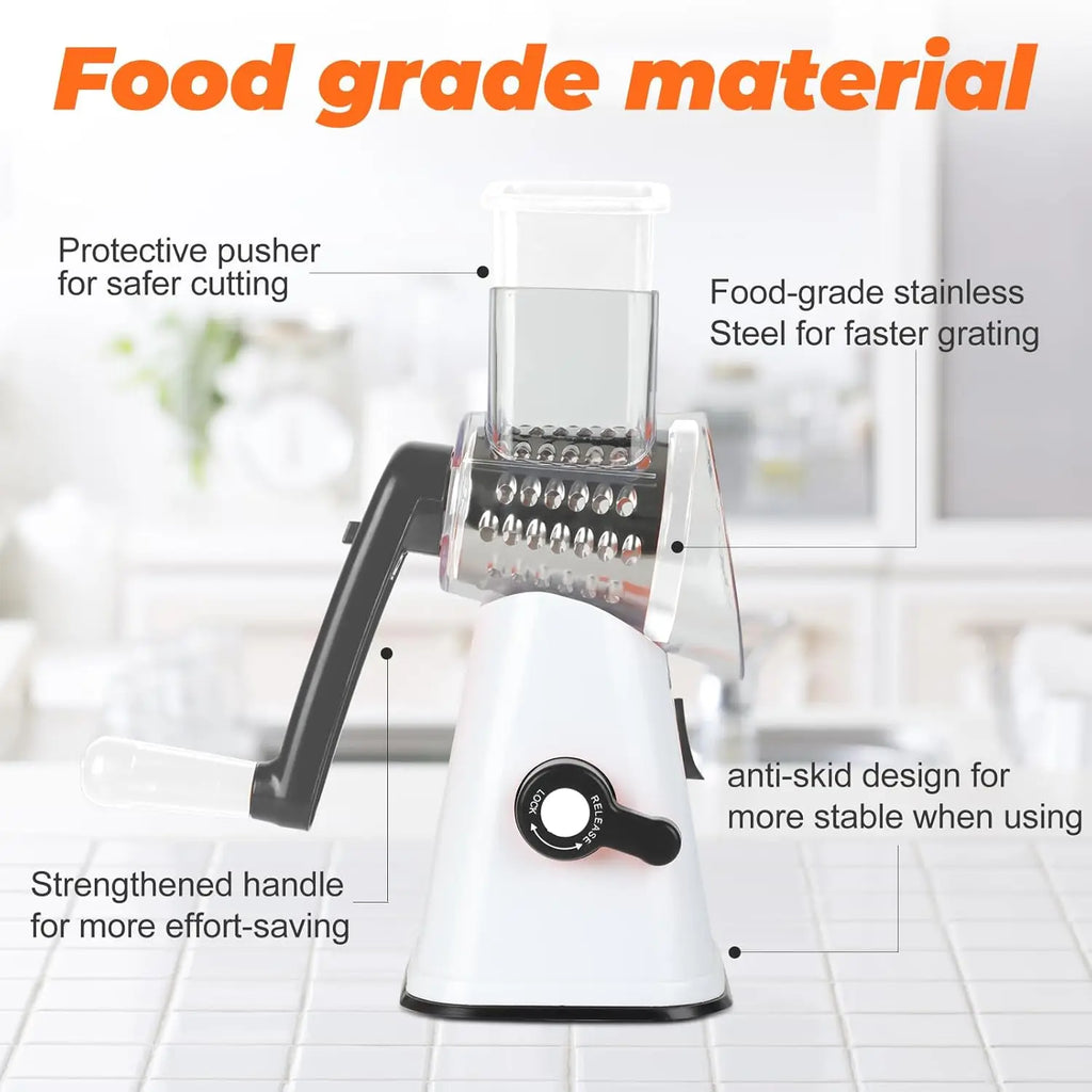 Multi-Purpose Rotary Grater & Vegetable Slicer – Cheese, Potato, Carrot