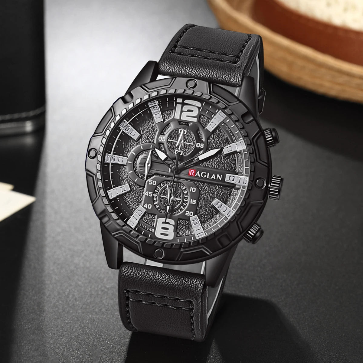 Business Men's Leather Digital Quartz Watch