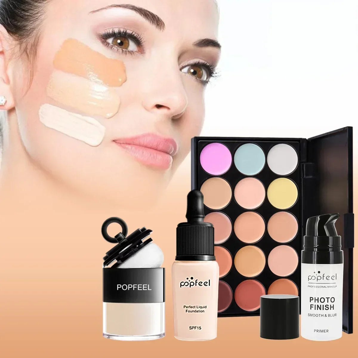 POPFEEL All-in-One Makeup Kit – Eyeshadow, Lip Gloss, Blush & Brushes