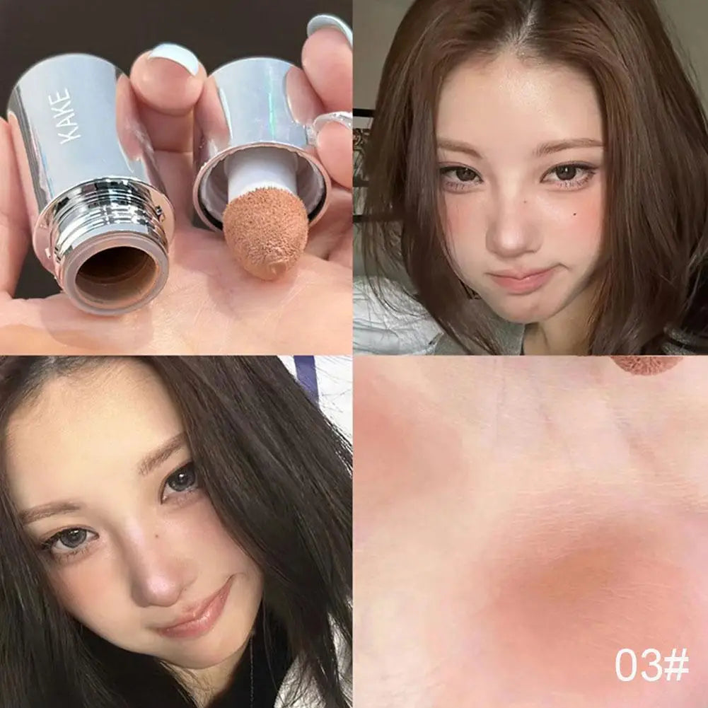 Velvet liquid matte blush with sponge head – natural, long-lasting glow.