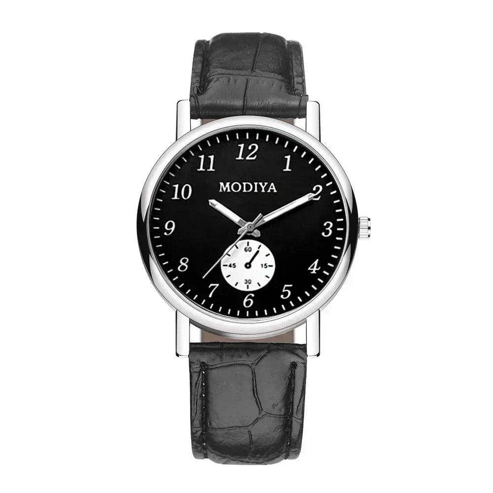 Men’s Luxury Leather Strap Quartz Watch – Analog Casual & Business