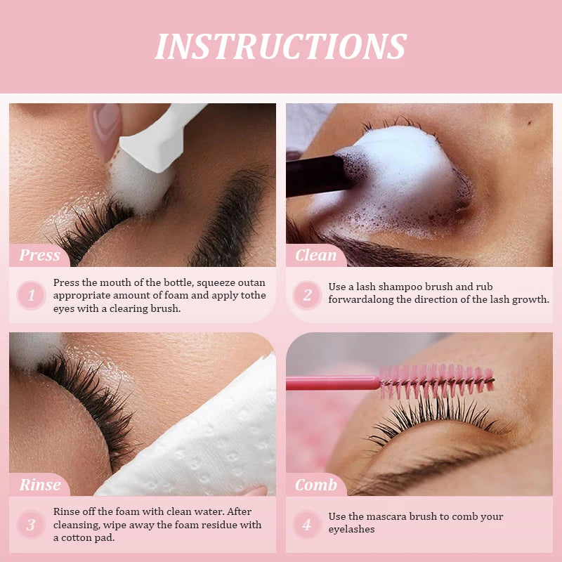 Natuhana 60ml Eyelash Extension Shampoo Mousse – Gentle Lash Cleaner