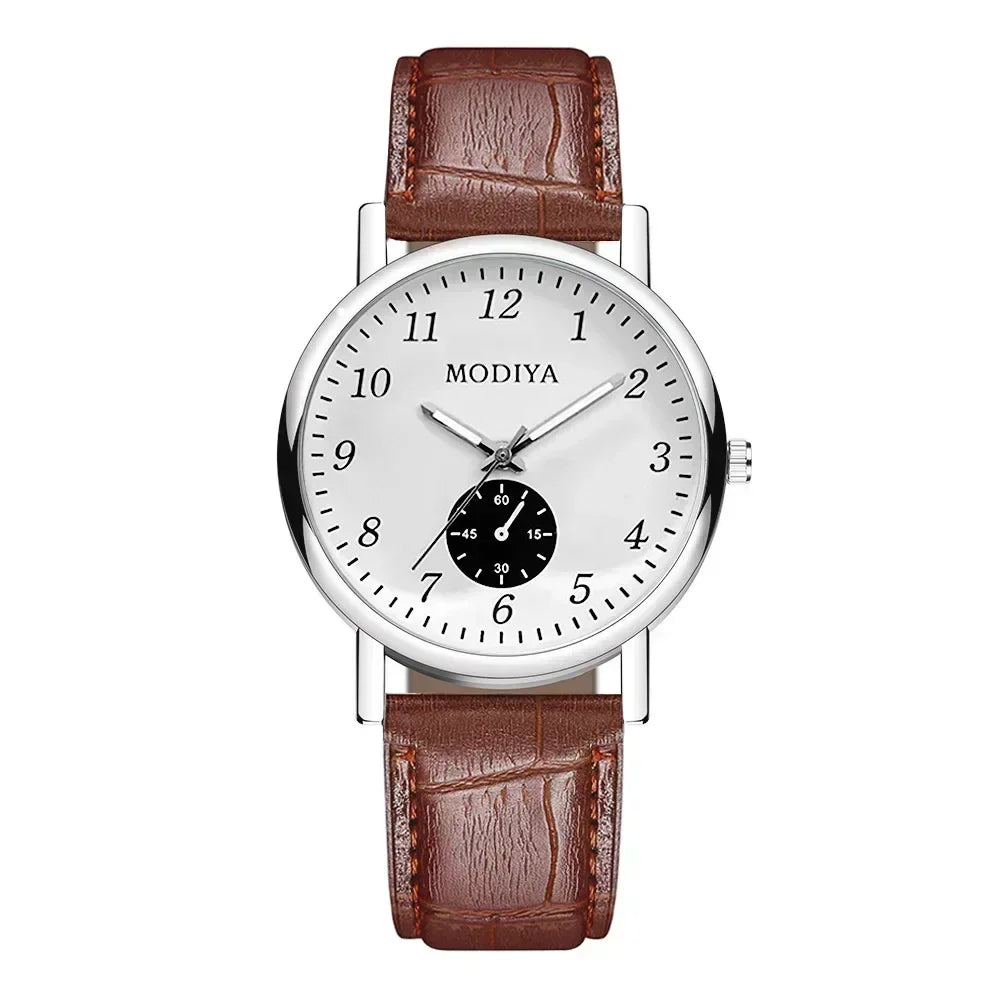 Men’s Luxury Leather Strap Quartz Watch – Analog Casual & Business