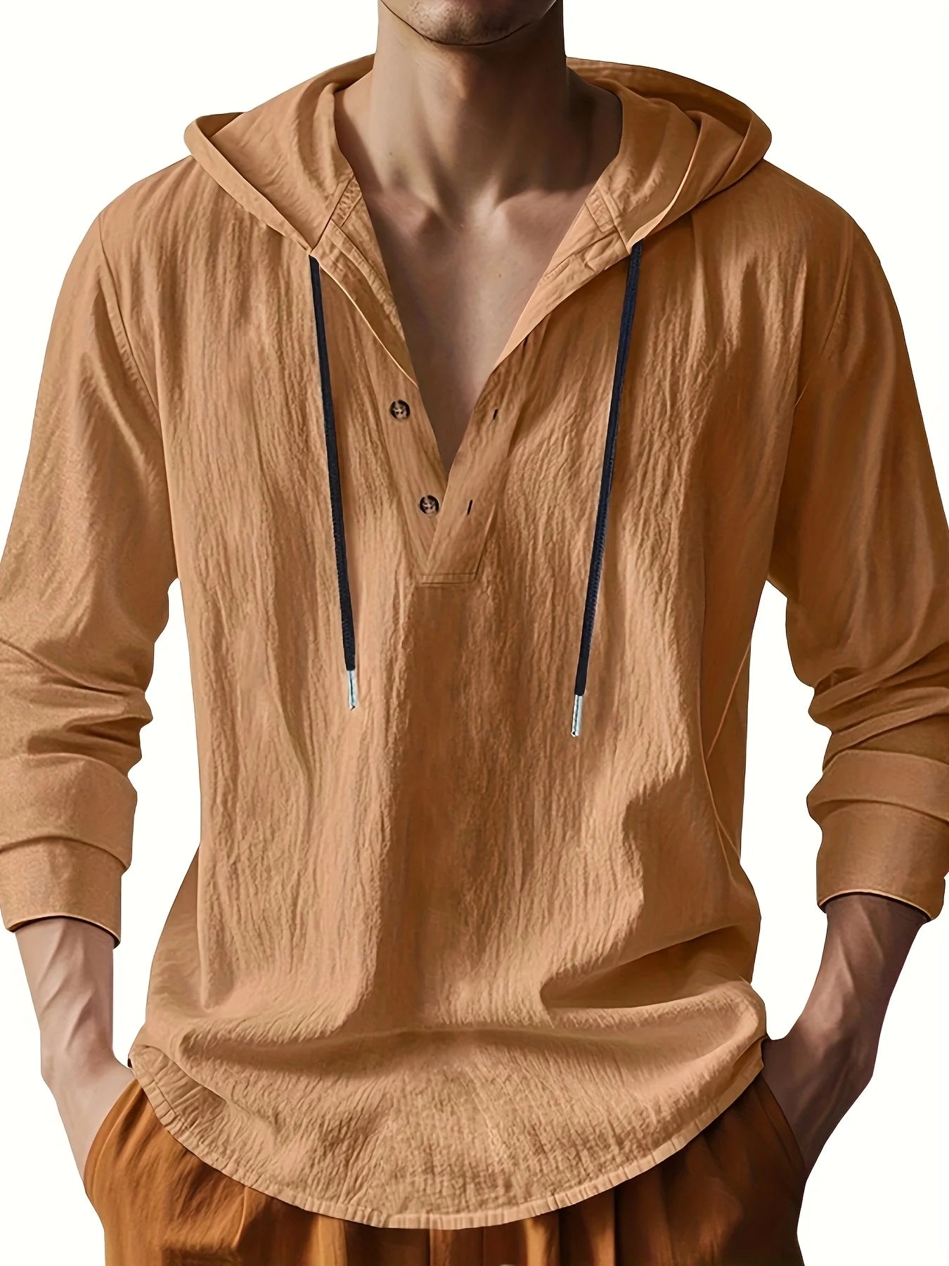 Men's Linen Henley Shirt