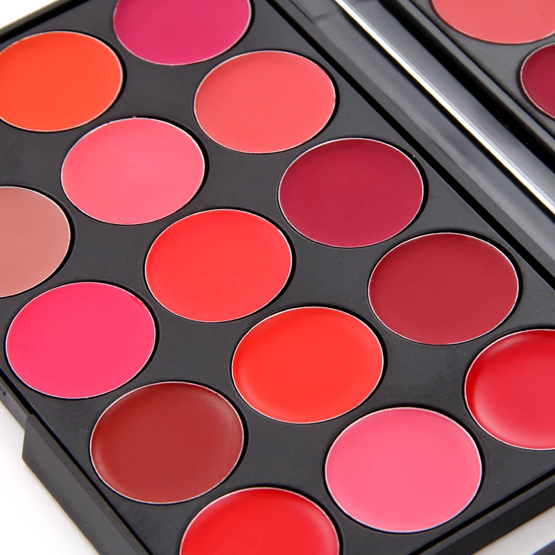 15-Color Matte Lipstick Palette – Waterproof, Long-Lasting & Moisturizing