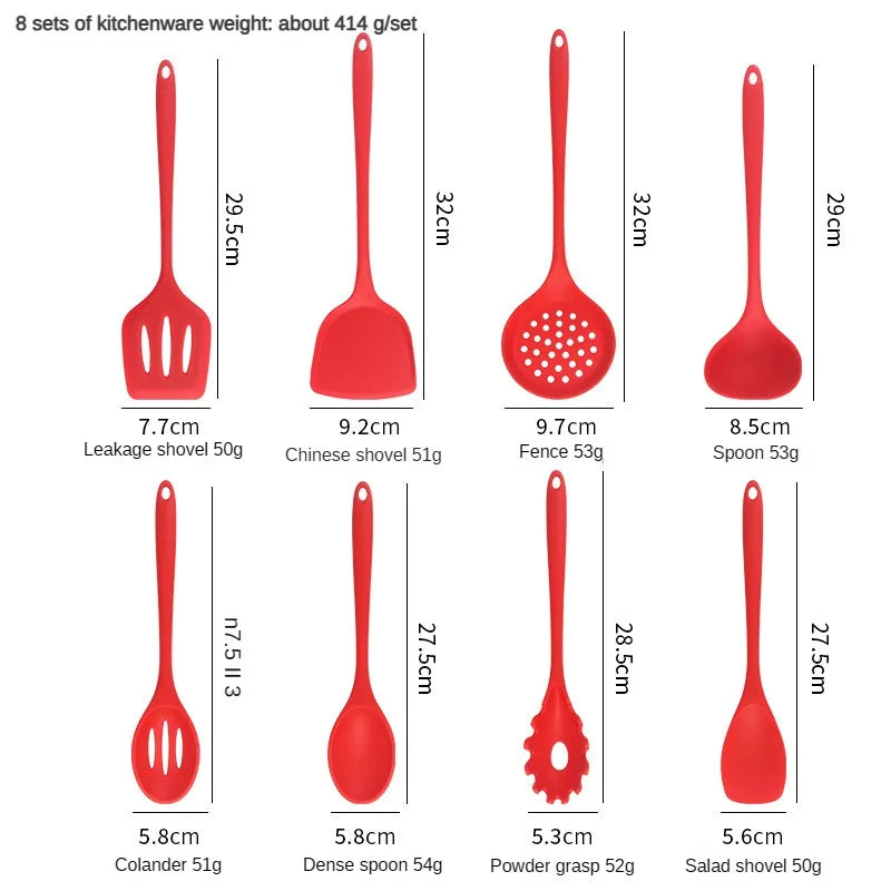 8Pcs Silicone Kitchen Utensil Set