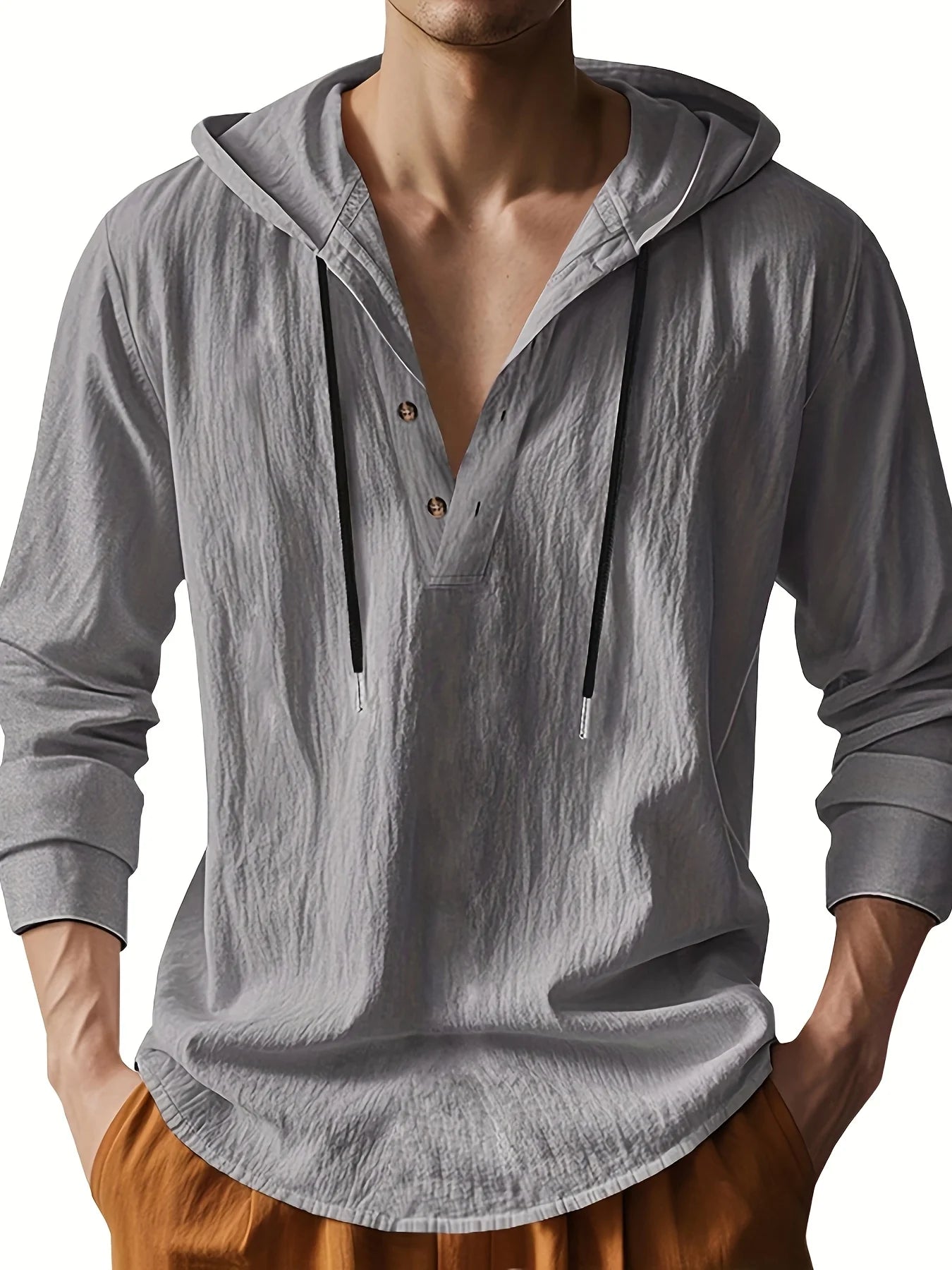Men's Linen Henley Shirt