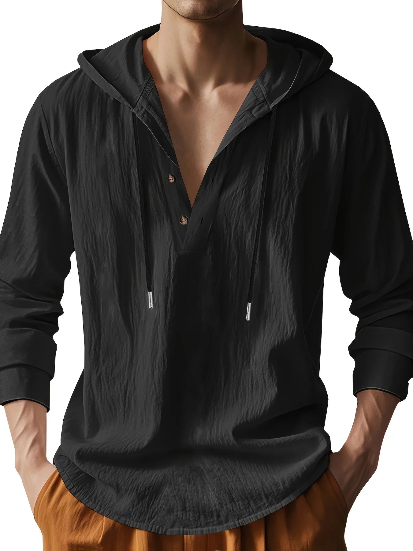 Men's Linen Henley Shirt
