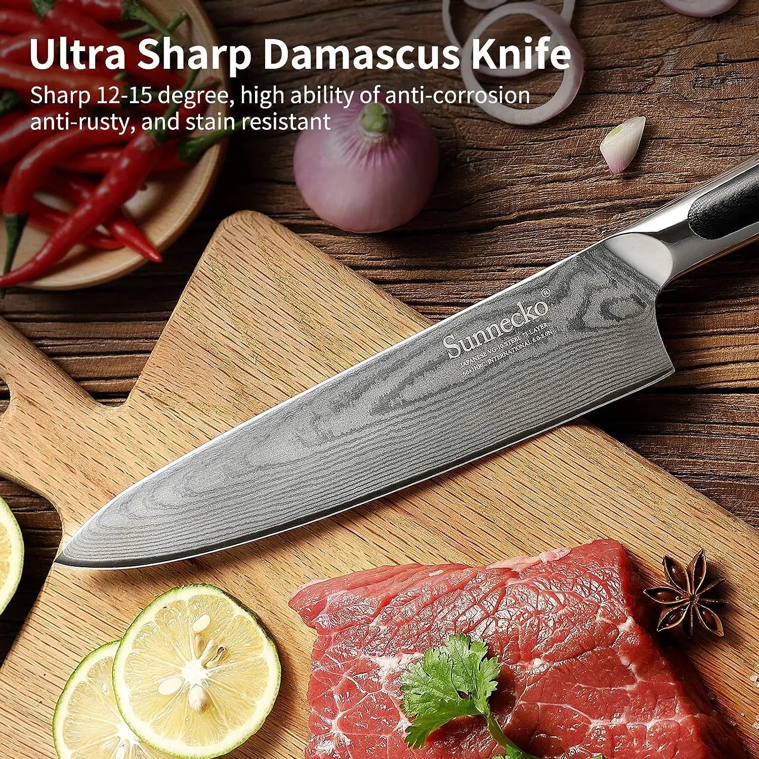 Sunnecko Damascus Knife Set