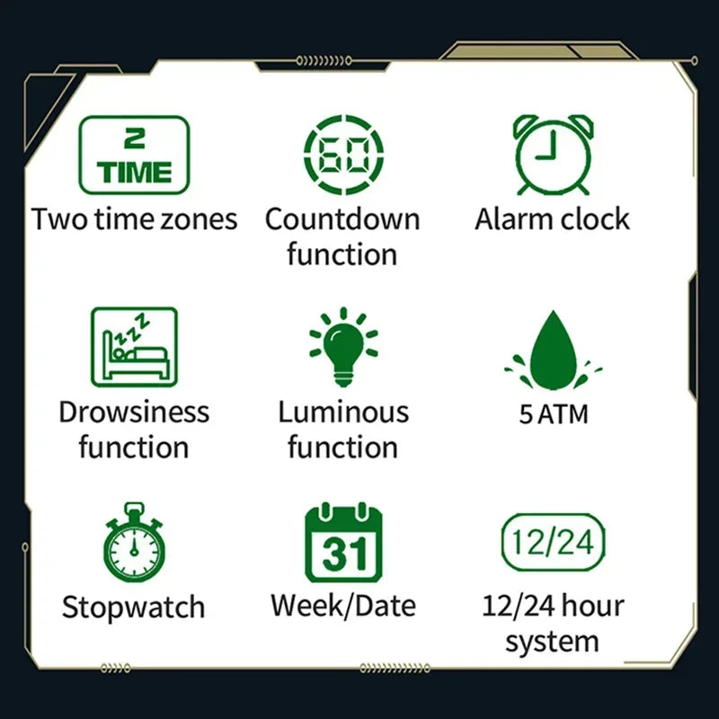 SANDA Military Sport Man Watch Nylon Strap LED Digital Display Multifunction Alarm Clock Countdown Waterproof Men's Wristwatch