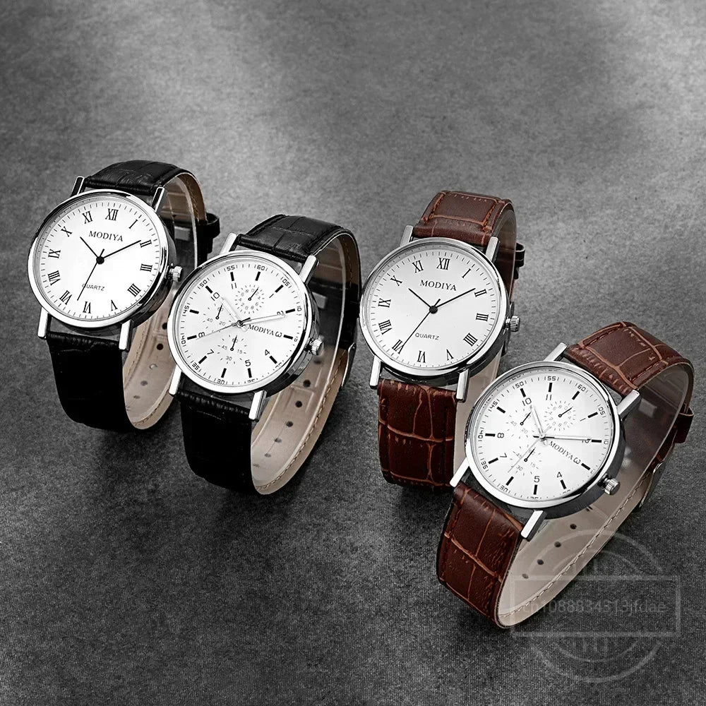 Men’s Luxury Leather Strap Quartz Watch – Analog Casual & Business