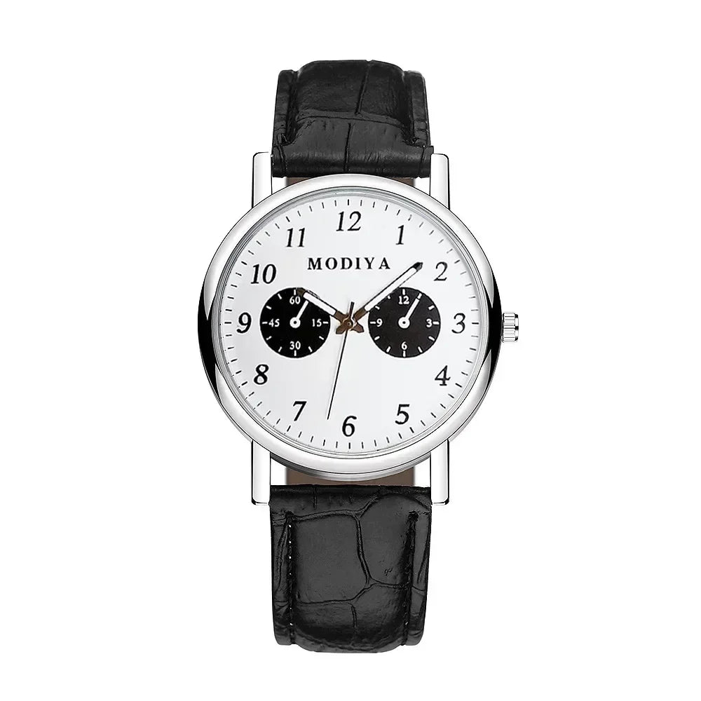 Men’s Luxury Leather Strap Quartz Watch – Analog Casual & Business