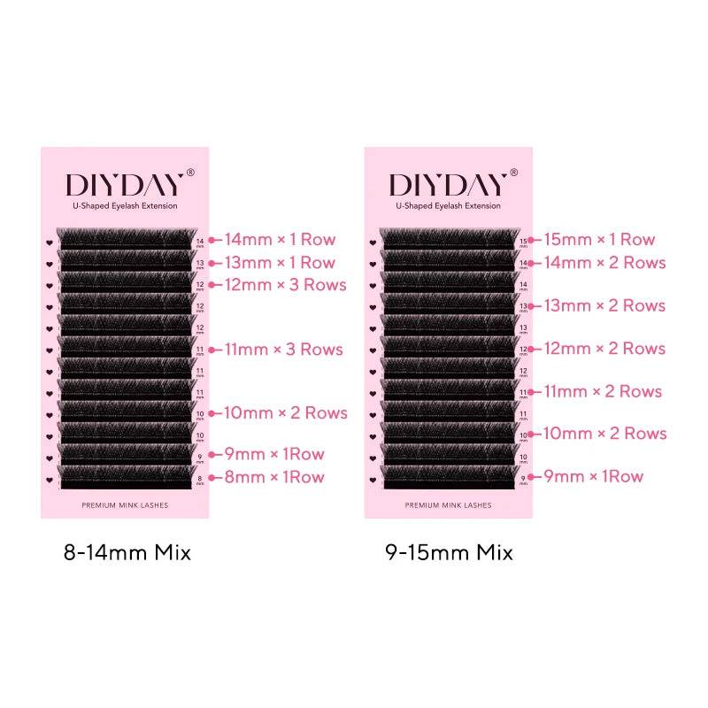 DIYDAY U-Shaped Double Layer YY Lashes – Ultra Soft False Eyelashes