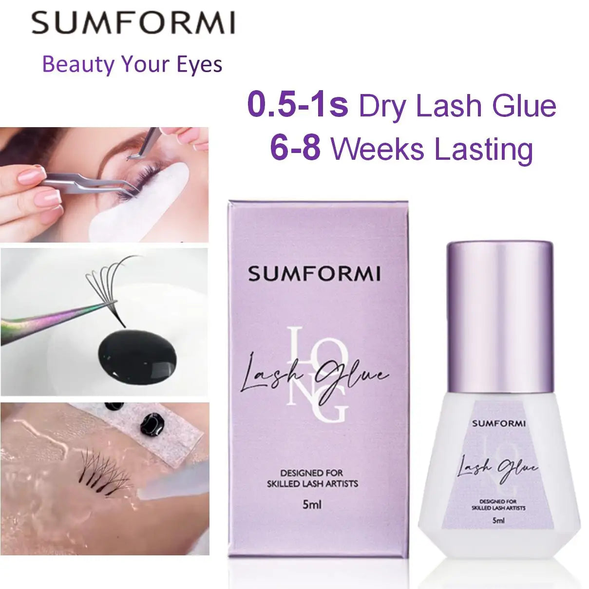 Fast-drying lash glue with no odor or irritation – perfect for eyelash extensions.