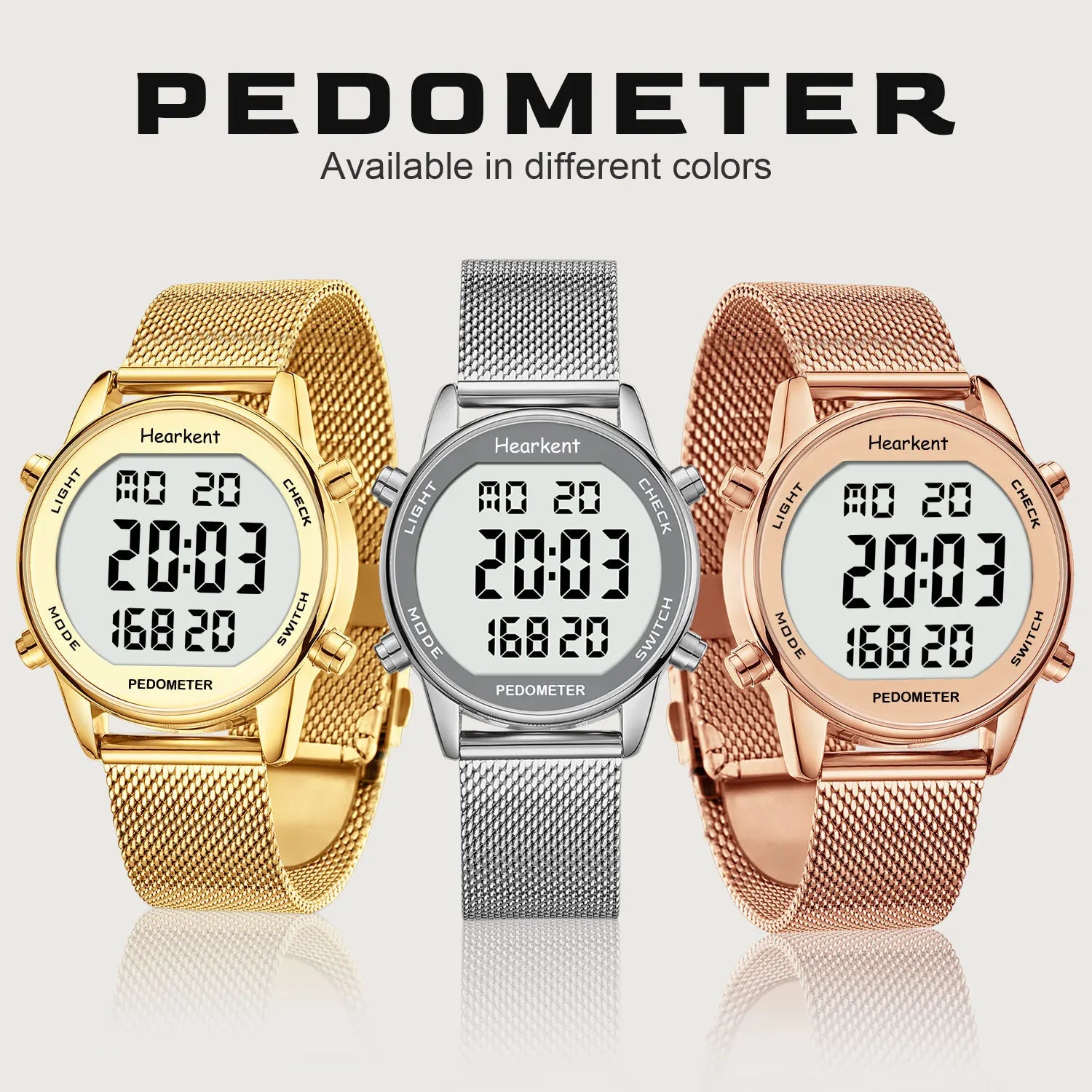 Hearkent Pedometer Watches Sport Step Counter Women's Digital Watches Calories Mile Tracker Waterproof 30M for Walking Running