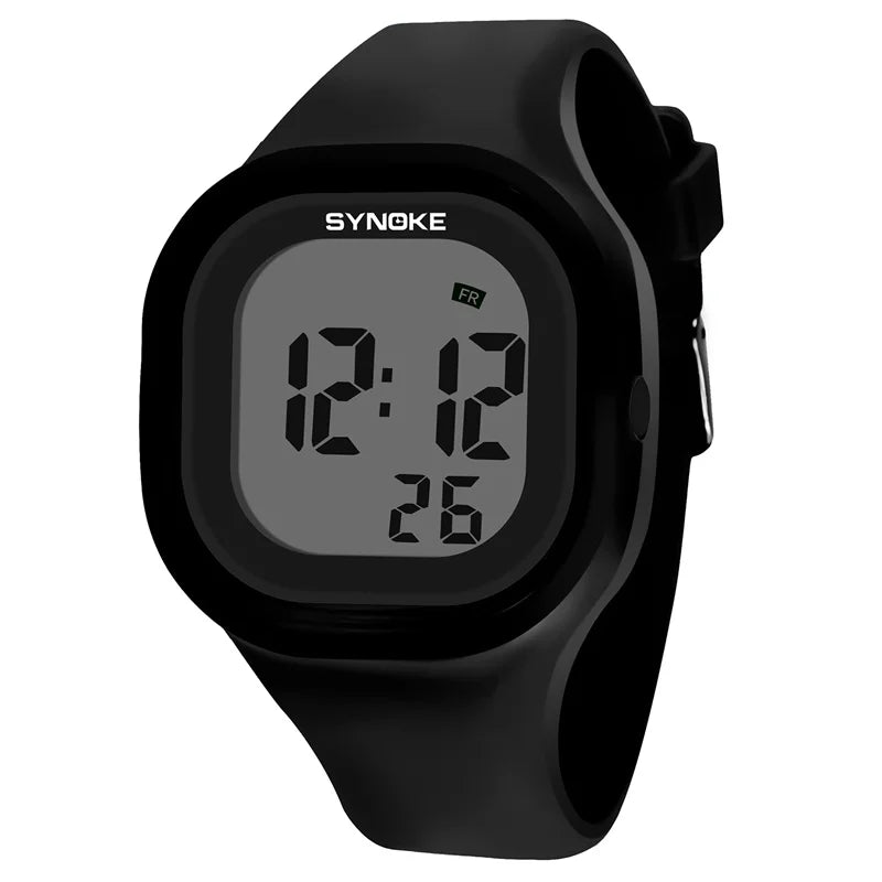 Synoke Unisex Digital Sport's Watches Fashion Soft Silicone Strap Led Waterproof Swimming Jelly Wristwatch Alarm Clock
