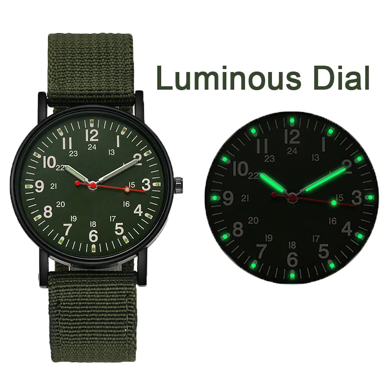 YIKAZE Military Men's Watches Luminous Shock Resistant Men Sports Watches Canvas Strap Simple Outdoor Quartz Wristwatch for man