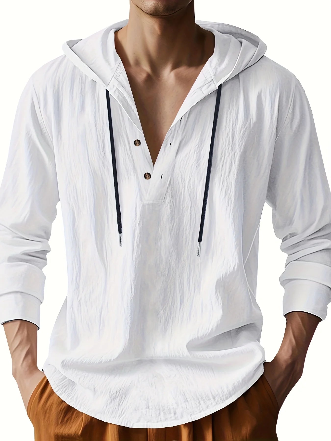 Men's Linen Henley Shirt