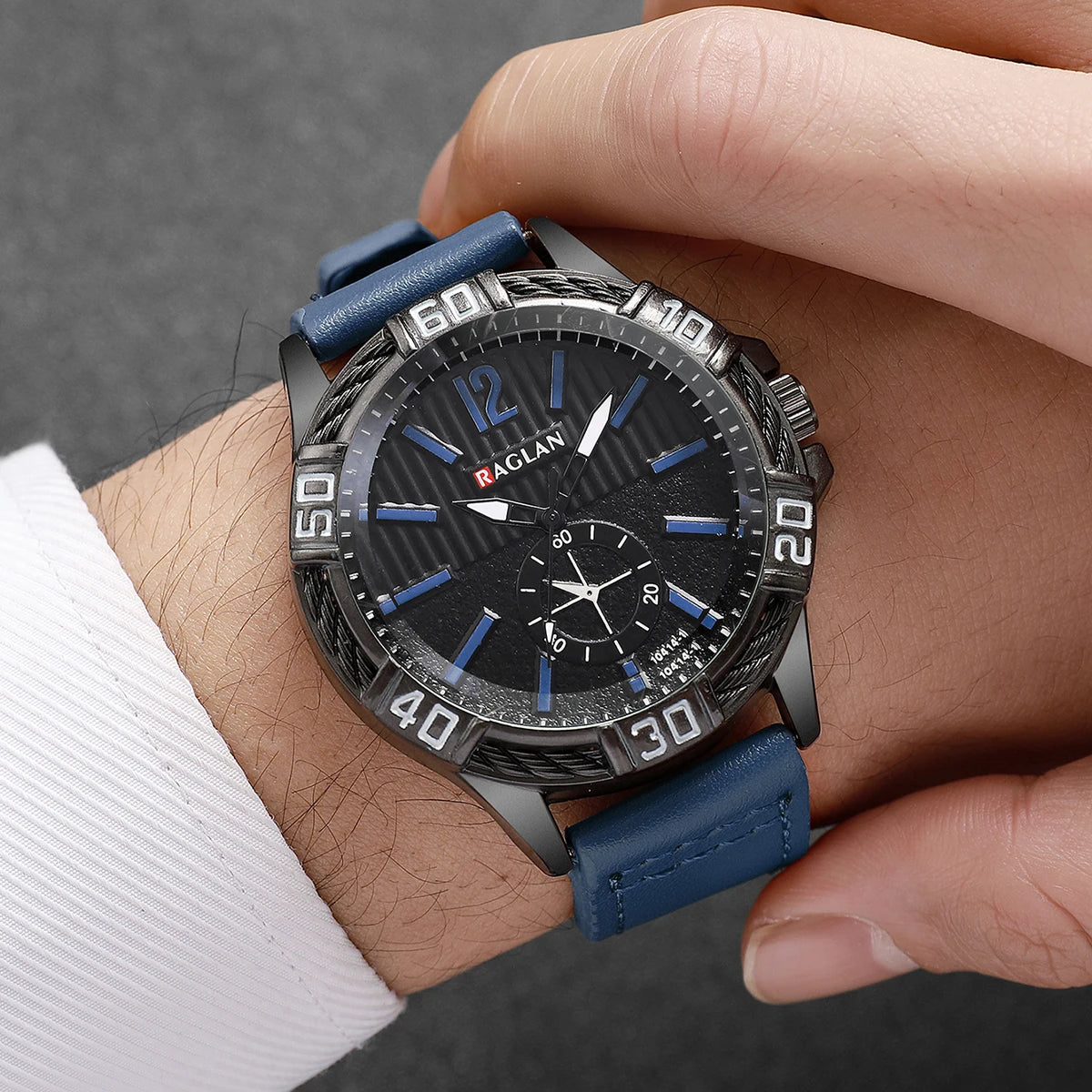 Fashion Large Dial Men's Quartz Watch Casual Leather Strap Men Business Wrist Watches Reloj Hombre（Without Box）