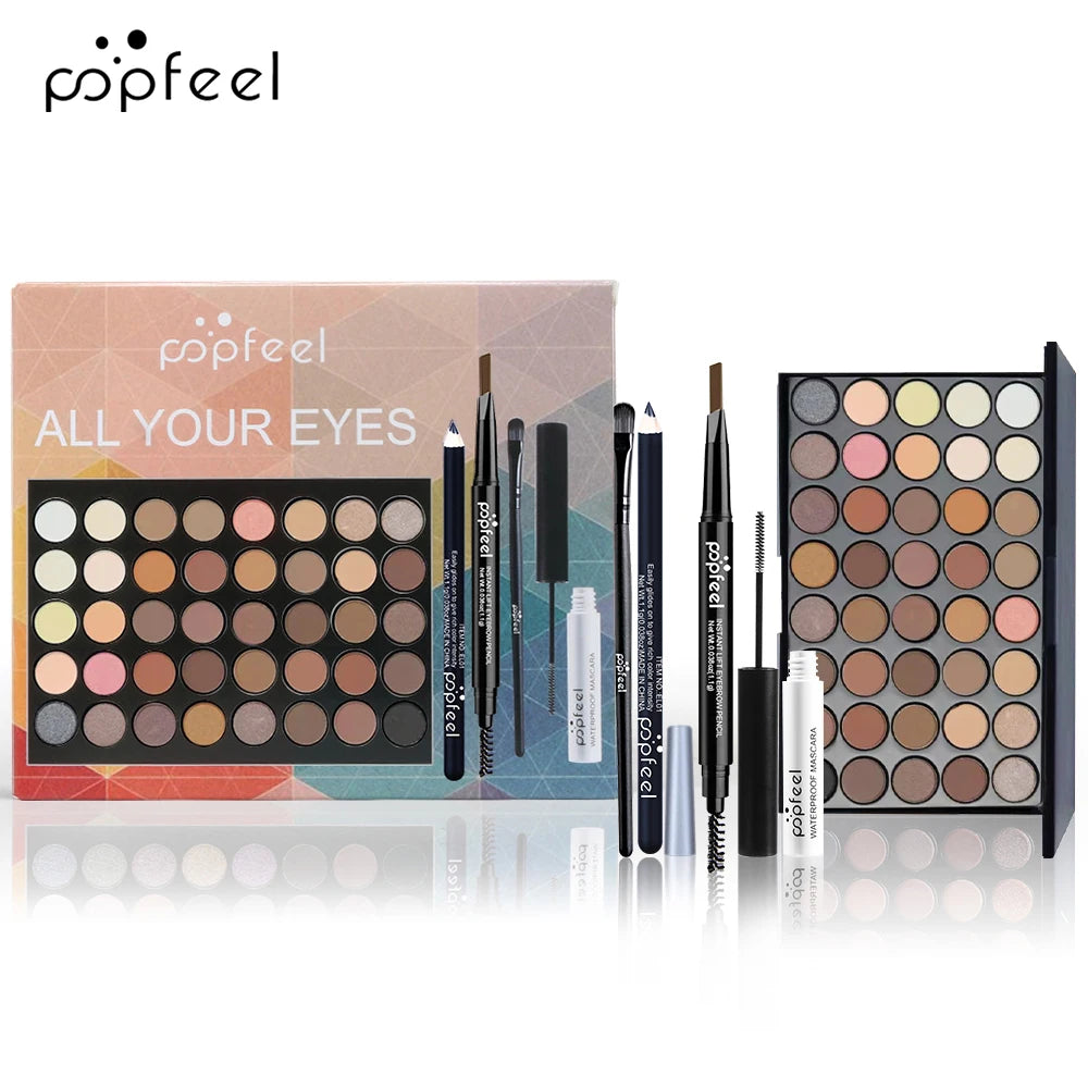 POPFEEL Eye Makeup Kit – Eyeshadow, Eyeliner, Mascara & Eyebrow Pencil Set