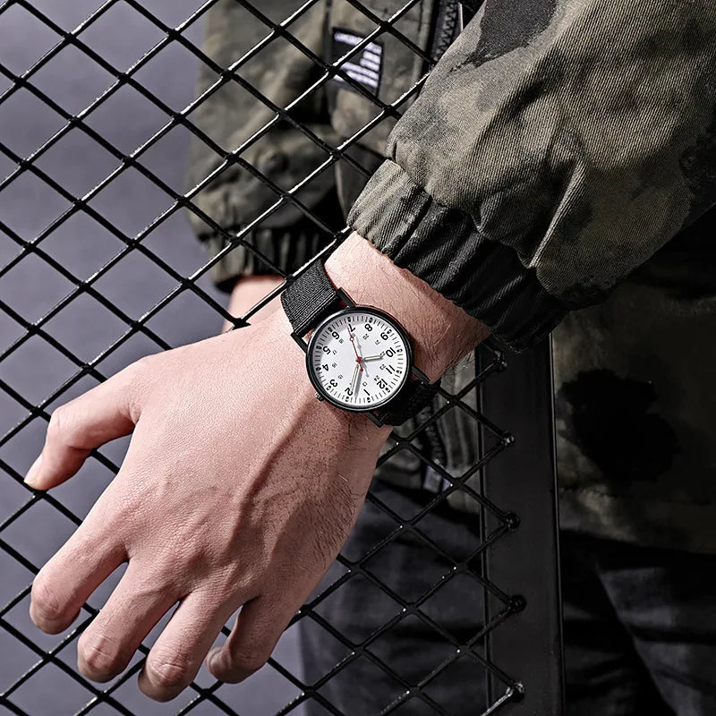 YIKAZE Military Men's Watches Luminous Shock Resistant Men Sports Watches Canvas Strap Simple Outdoor Quartz Wristwatch for man