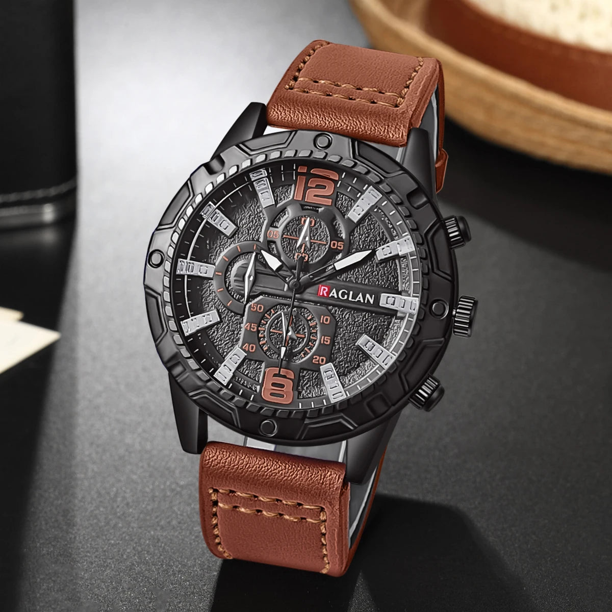 Business Men's Leather Digital Quartz Watch