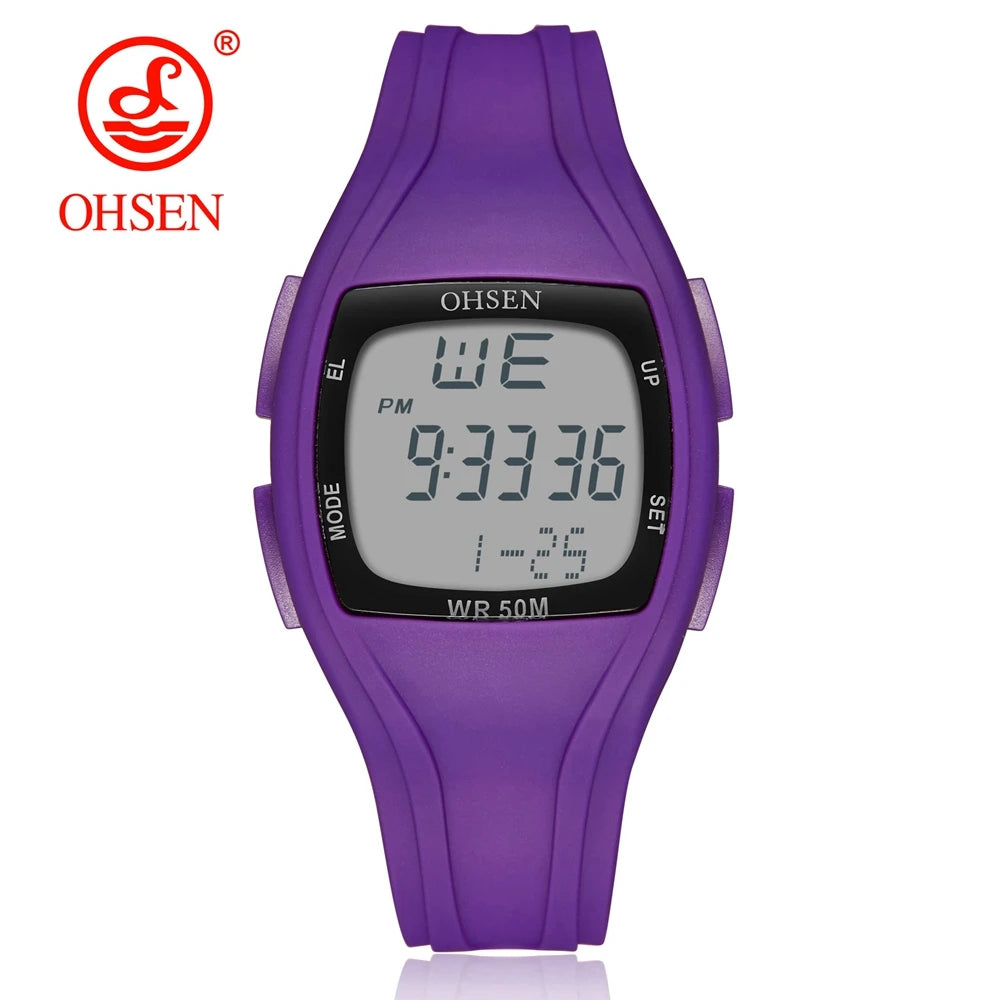 Digital Led Women Sport watches Fashion Purple silicone waterproof Lady Watch Lover Couple Wristwatch for Men relogio feminino