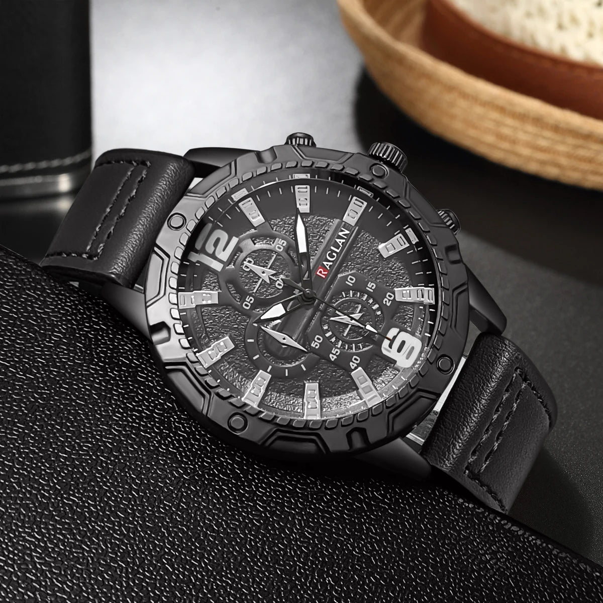 Business Men's Leather Digital Quartz Watch