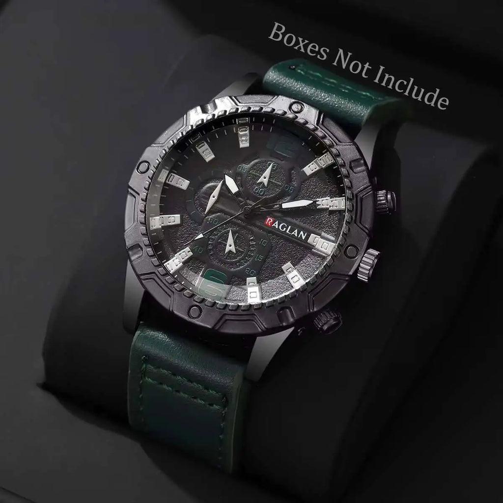 Fashion Leather Strap Men Quartz Watch Casual Large Dial Sports Wristwatch for Mens Clock Reloj Hombre（Without Box）