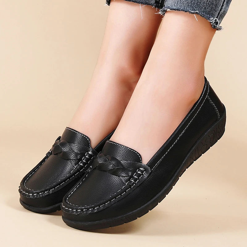 Leather Fashion Comfortable Shoes Women Slip