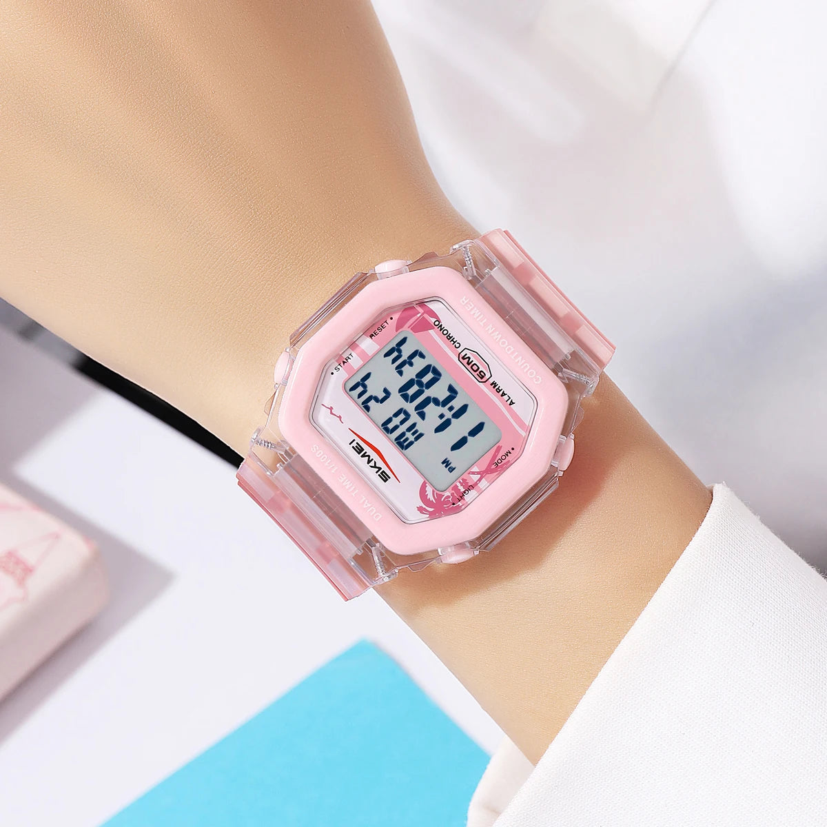 SKMEI EL Light Digital Electronics Wristwatches For Men Women Students Simple Waterproof Sports Count down timer Watches Reloj