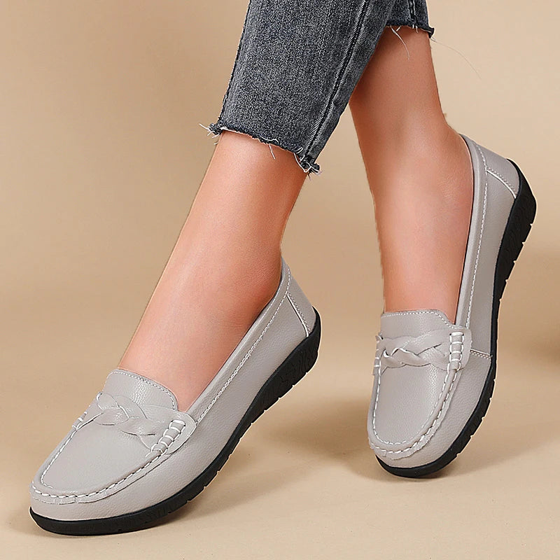Leather Fashion Comfortable Shoes Women Slip