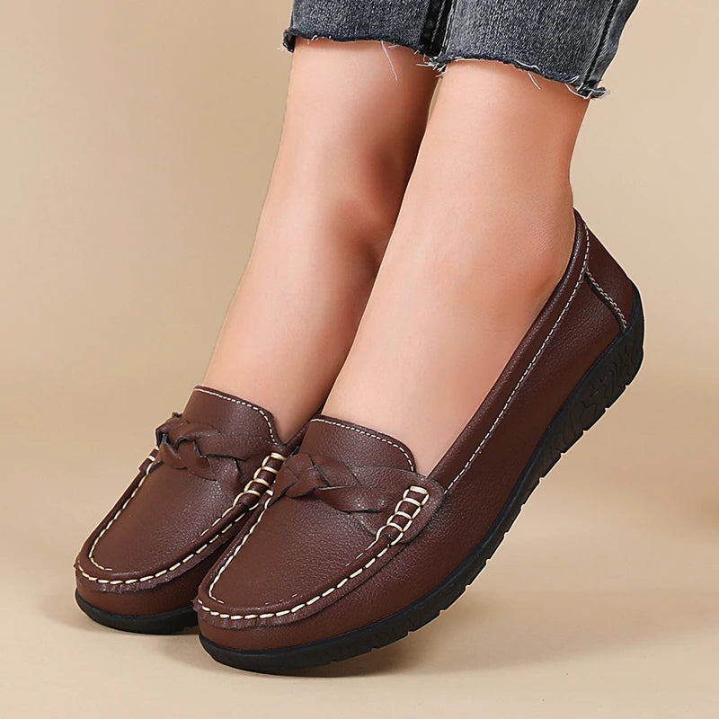 Leather Fashion Comfortable Shoes Women Slip