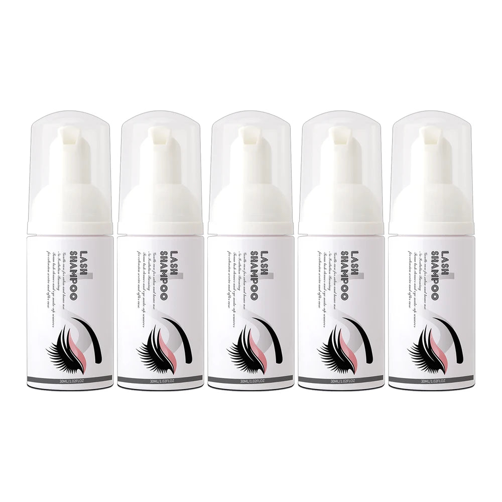Gentle lash shampoo foam kit with brush – cleanses extensions & removes makeup