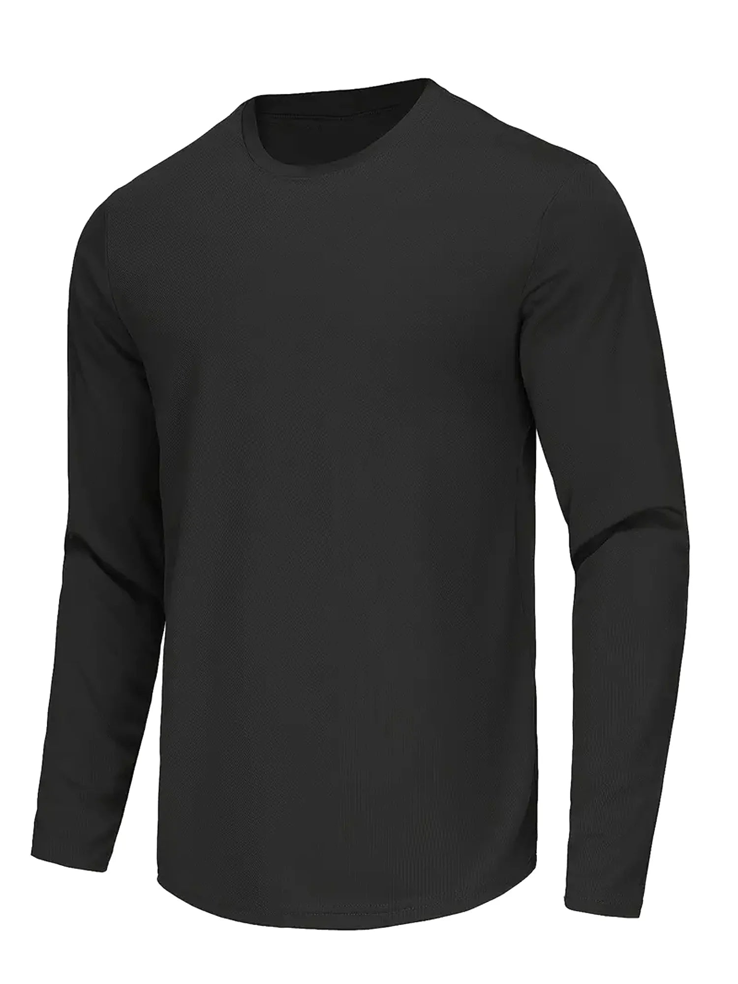 Sports Long-Sleeved Black 3-Piece Men's Round Neck Shirt Quick-Drying Top Fitness Sportswear Casual Outdoor Sportswear Body-Shap