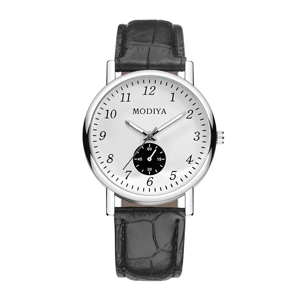 Men’s Luxury Leather Strap Quartz Watch – Analog Casual & Business