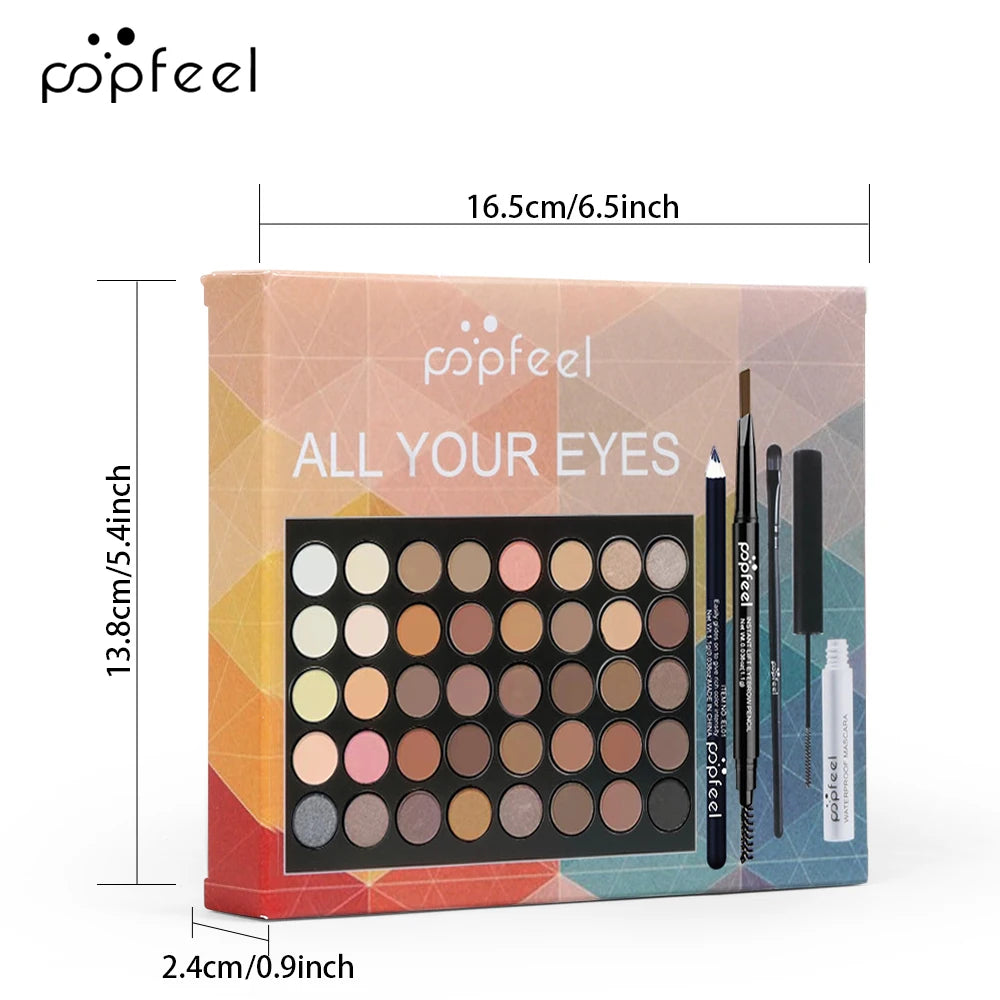 POPFEEL Eye Makeup Kit – Eyeshadow, Eyeliner, Mascara & Eyebrow Pencil Set