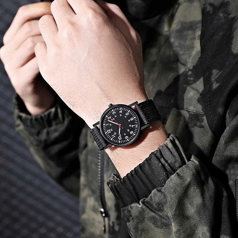 YIKAZE Military Men's Watches Luminous Shock Resistant Men Sports Watches Canvas Strap Simple Outdoor Quartz Wristwatch for man