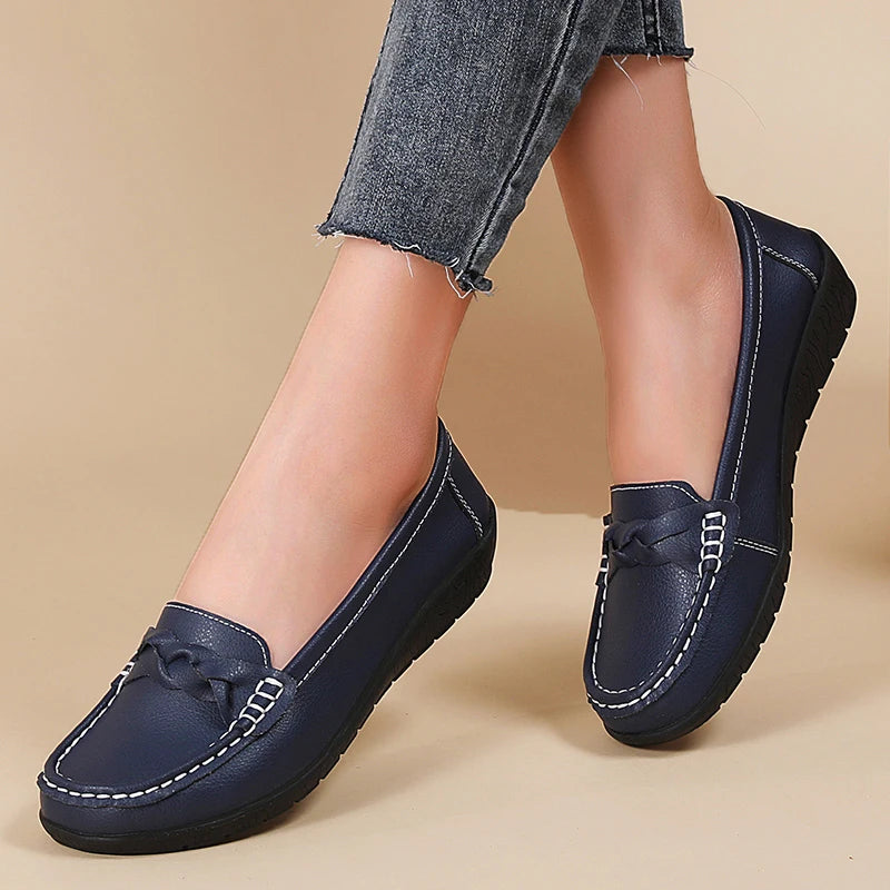 Leather Fashion Comfortable Shoes Women Slip