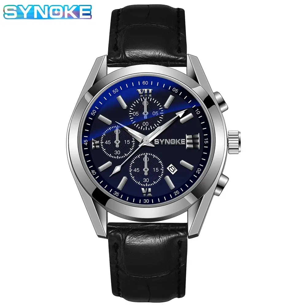 SYNOKE Men’s Quartz Watch – Fashion, Waterproof, Night Glow & Calendar