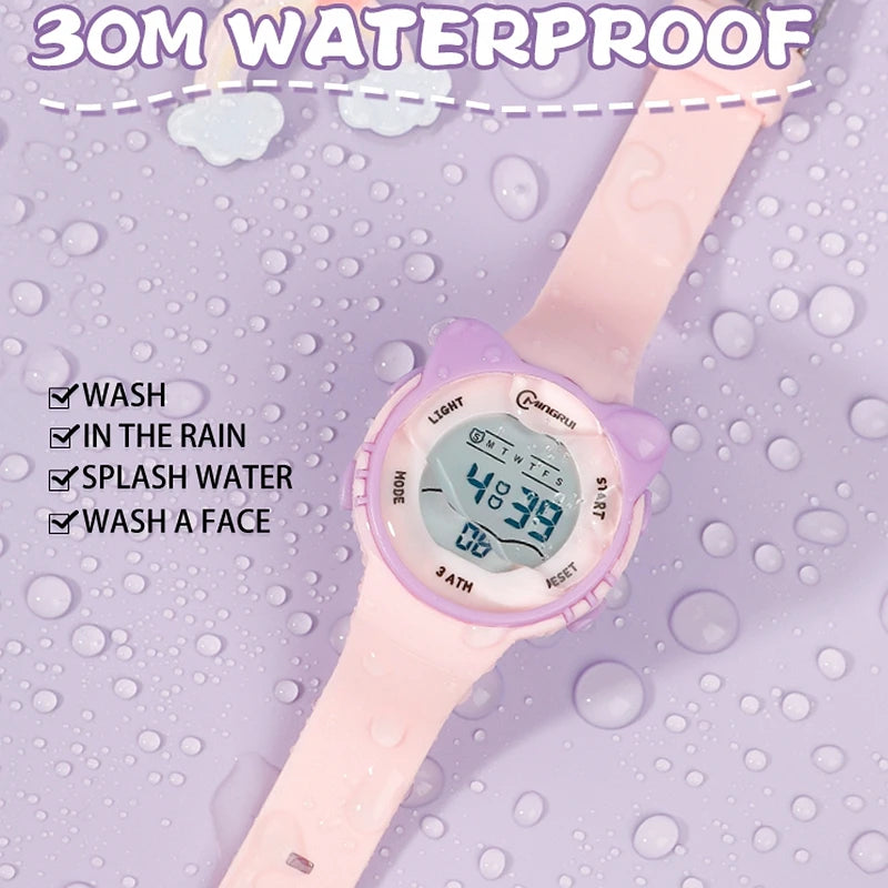Kids Sport Watches Pink Sport Children Digital Watch For Boys Girls 30M Waterproof Alarm Stopwatch Student Electronic Wristwatch
