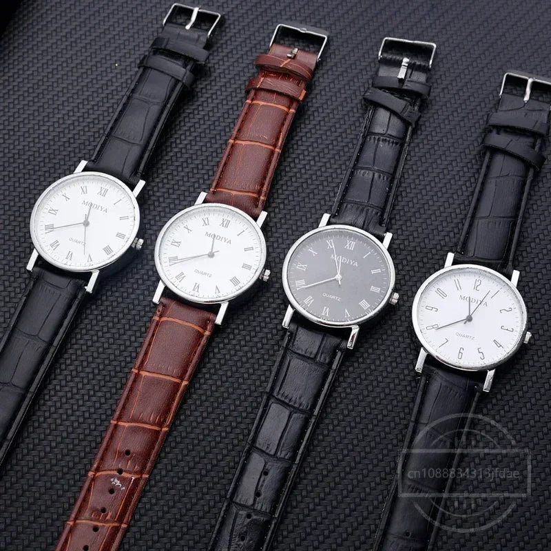 Men’s Luxury Leather Strap Quartz Watch – Analog Casual & Business
