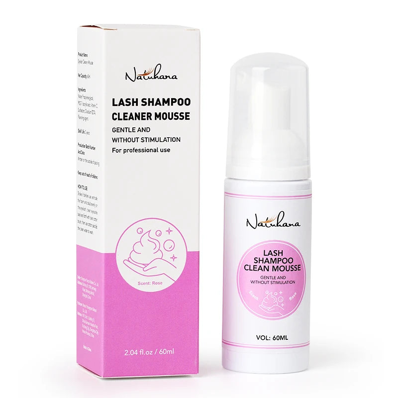 NATUHANA 60ml Gentle Lash Cleansing Mousse – Safe for Extensions