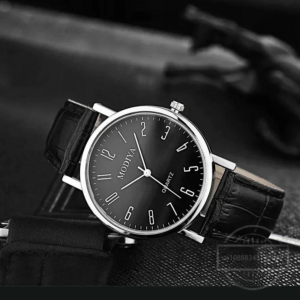 Men’s Luxury Leather Strap Quartz Watch – Analog Casual & Business