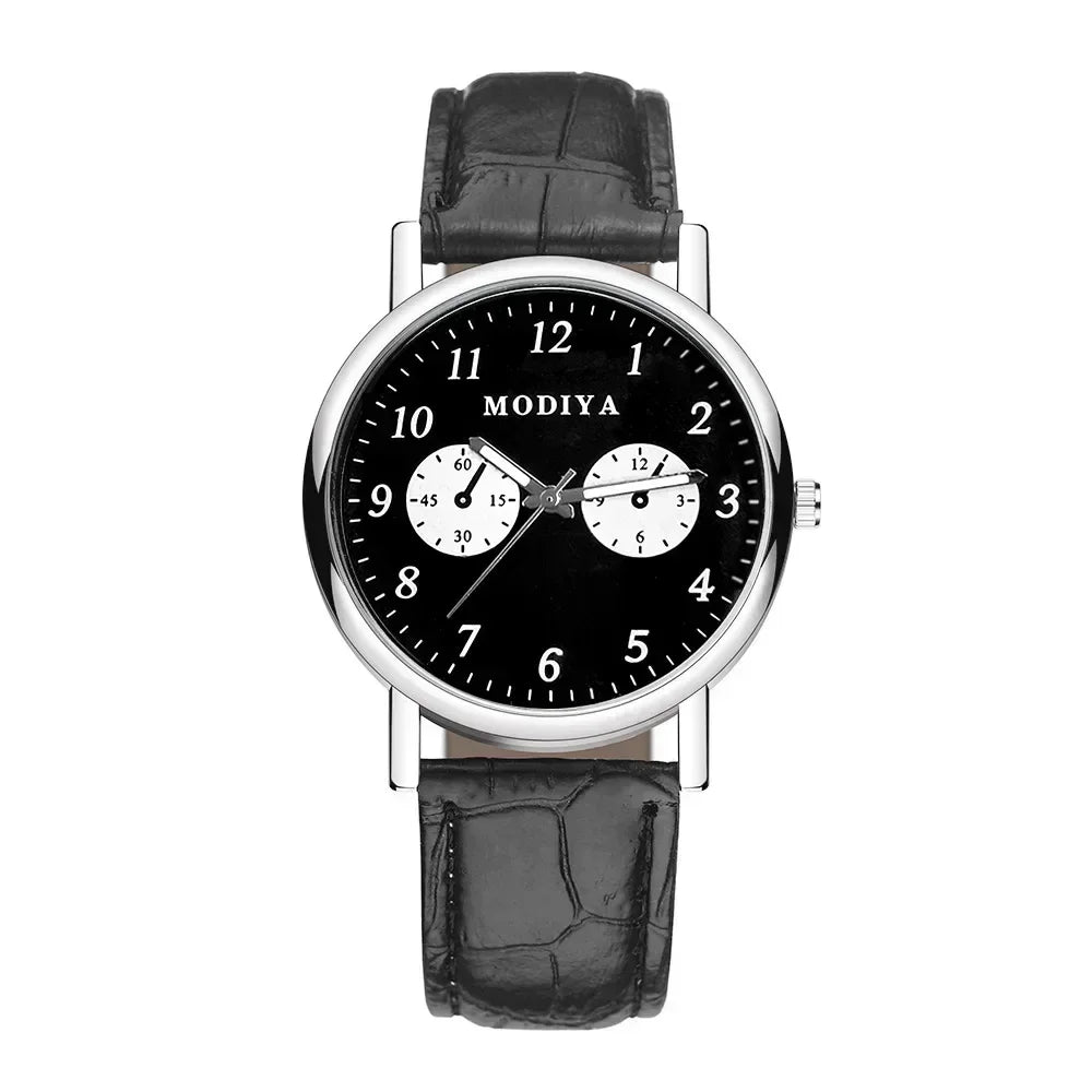 Men’s Luxury Leather Strap Quartz Watch – Analog Casual & Business