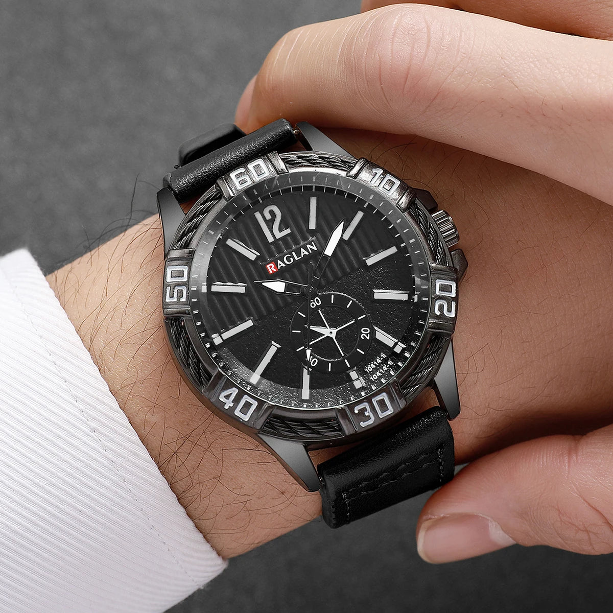 Fashion Large Dial Men's Quartz Watch Casual Leather Strap Men Business Wrist Watches Reloj Hombre（Without Box）