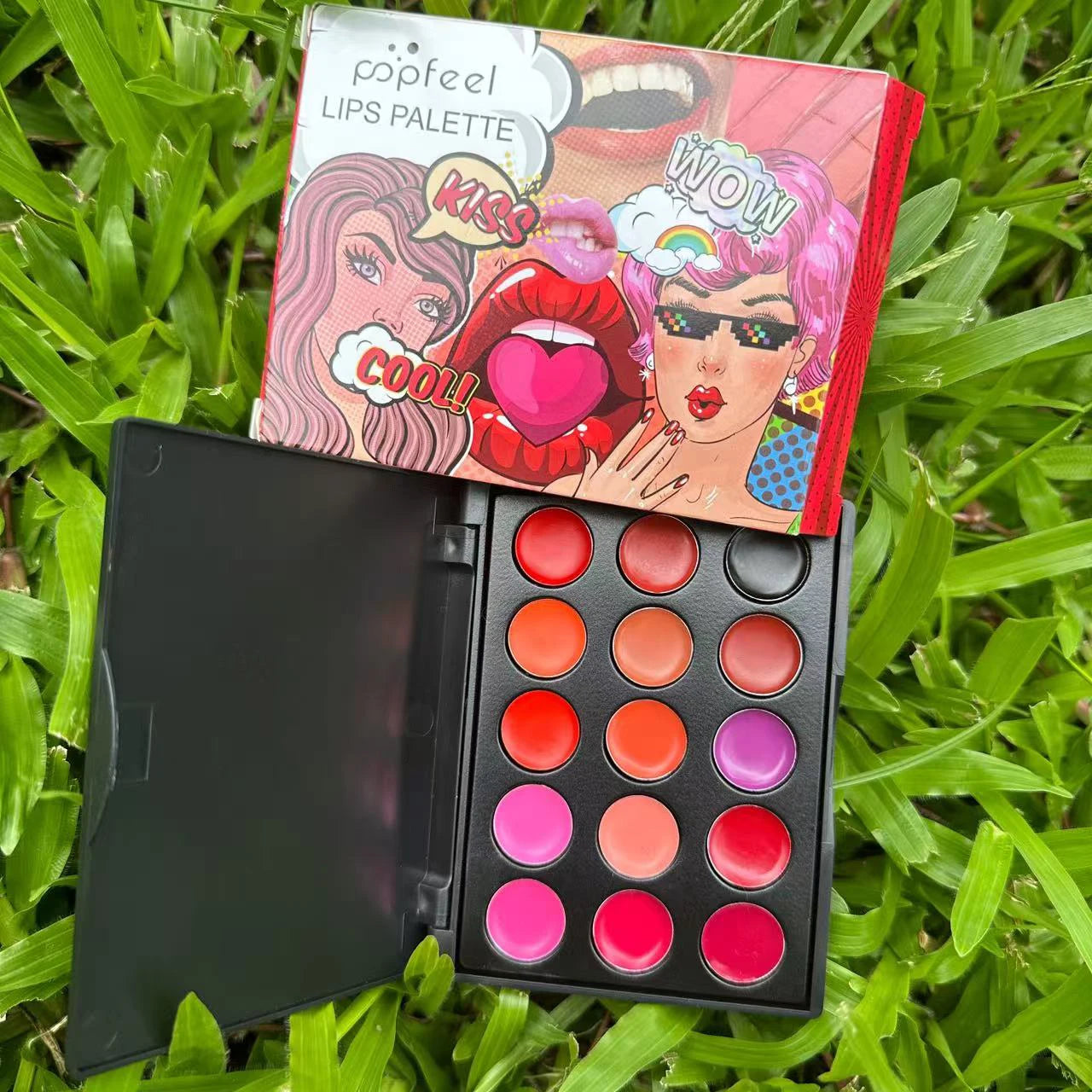 POPFEEL 15-Color Liquid Lipstick Palette – Long Lasting & Portable