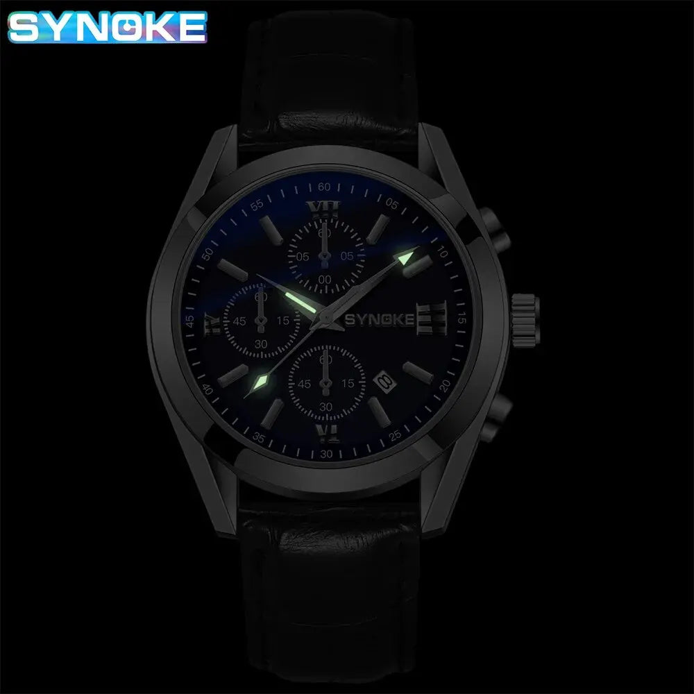 SYNOKE Men’s Quartz Watch – Fashion, Waterproof, Night Glow & Calendar