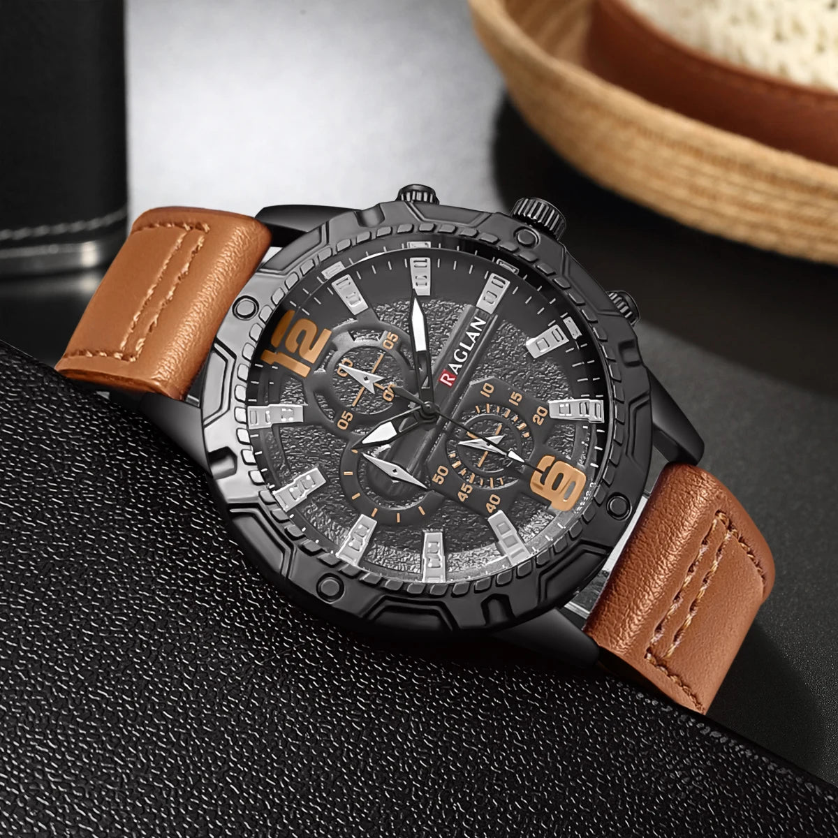 Business Men's Leather Digital Quartz Watch