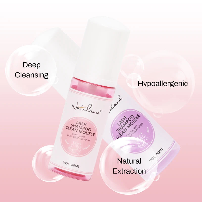 NATUHANA 60ml Gentle Lash Cleansing Mousse – Safe for Extensions